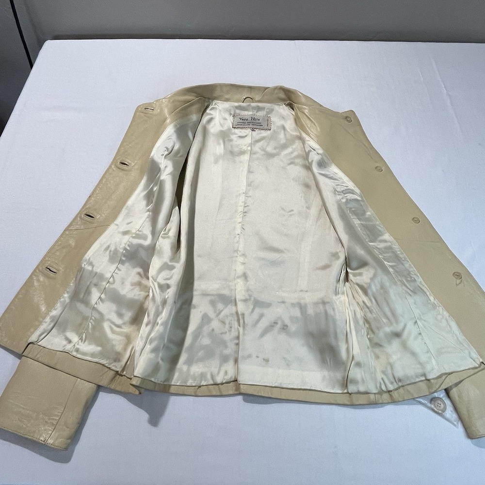 Vera Pelle Made in Italy Leather Stylish Yellow Jacket Size M (Italian size 42) - Picture 6 of 16